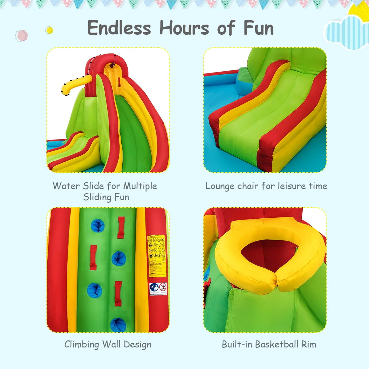 Inflatable Water Slide Park with Splash Pool S94739