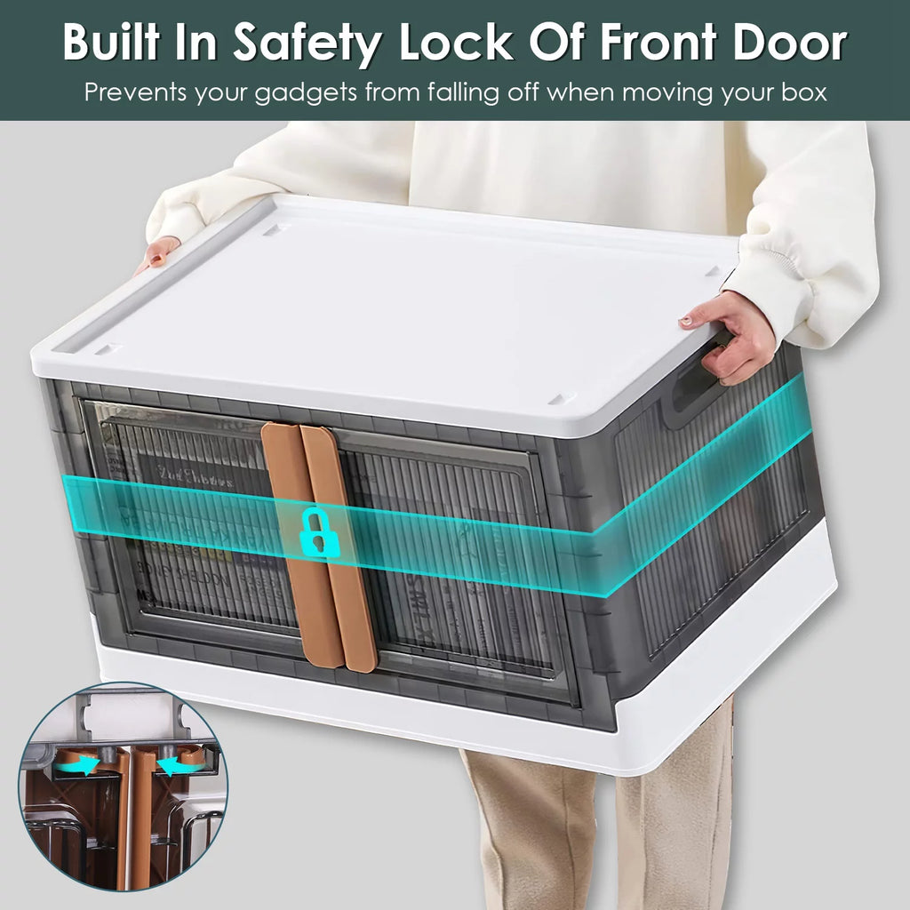 Foldable 2Pcs 32L Plastic Storage Bins with Lid and Wheels I748407