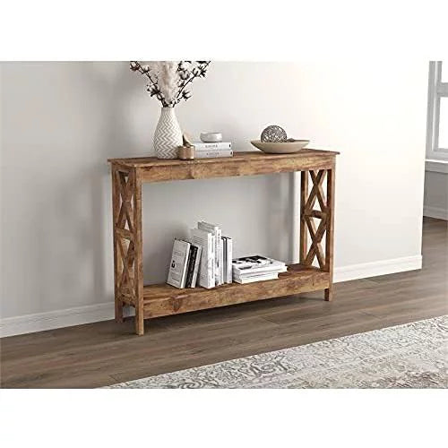 Brown Reclaimed Wood Console Sofa Table Q429987