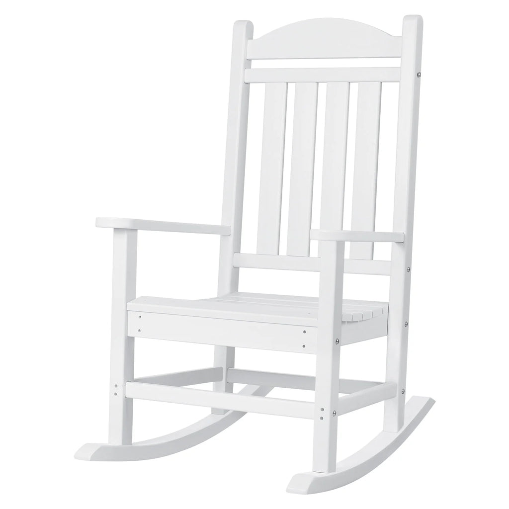 White All Weather Resistant Resin Adirondack Rocking Chair F95625