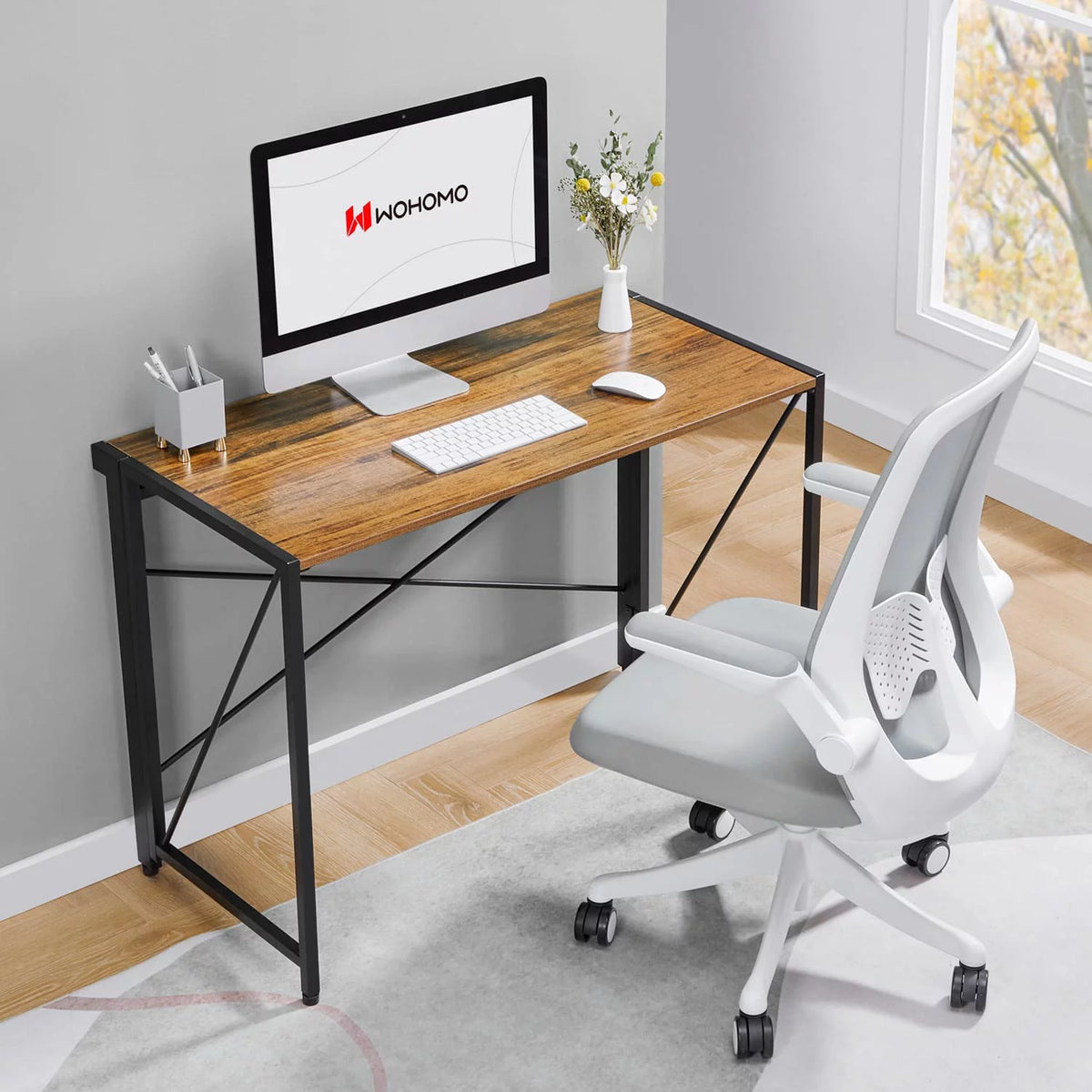 Folding Computer Desk 39” Walnut T330333