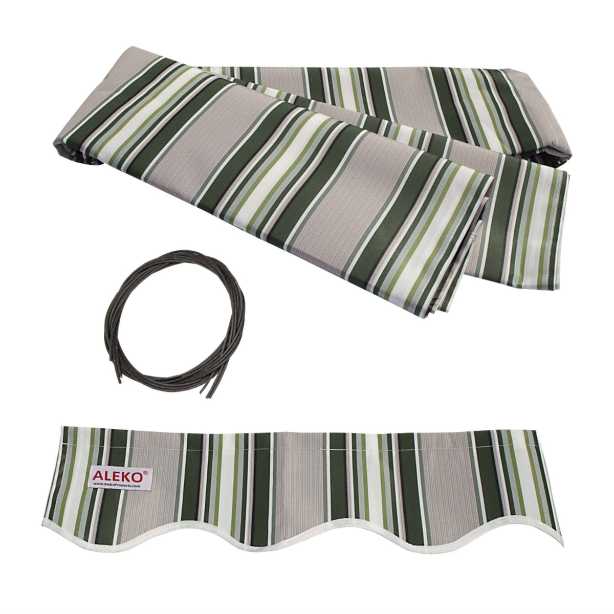 10 x 8 Feet Multi-Striped Green Motorized Retractable Patio Awning N631033
