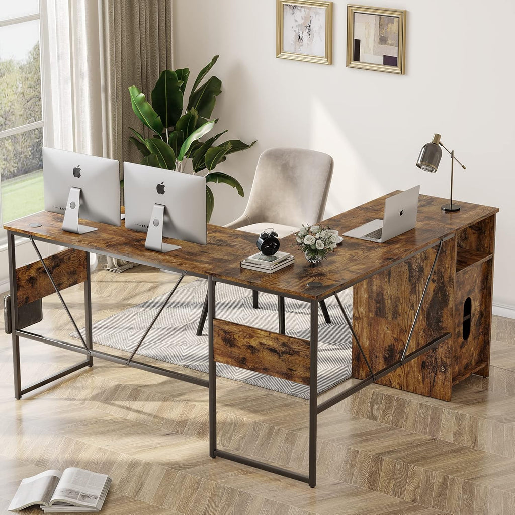 L Shaped Desk with Storage Cabinet 60 Inch Corner Desk L88489