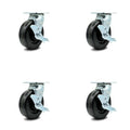 Phenolic Swivel Caster Set 4 with Side Lock Brakes A609