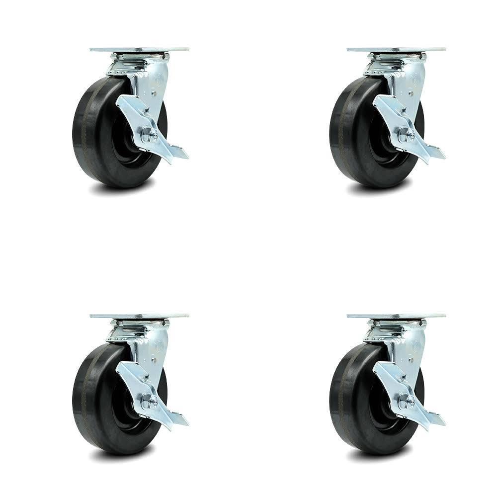 Phenolic Swivel Caster Set 4 with Side Lock Brakes A609