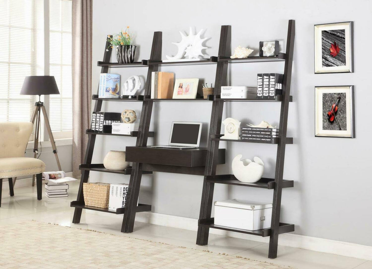 Cappuccino 3 Piece Ladder Bookcase Set S702