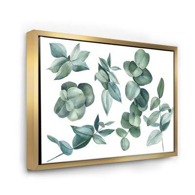 Dark Green Eucalyptus Leaves Painting on Canvas J9944