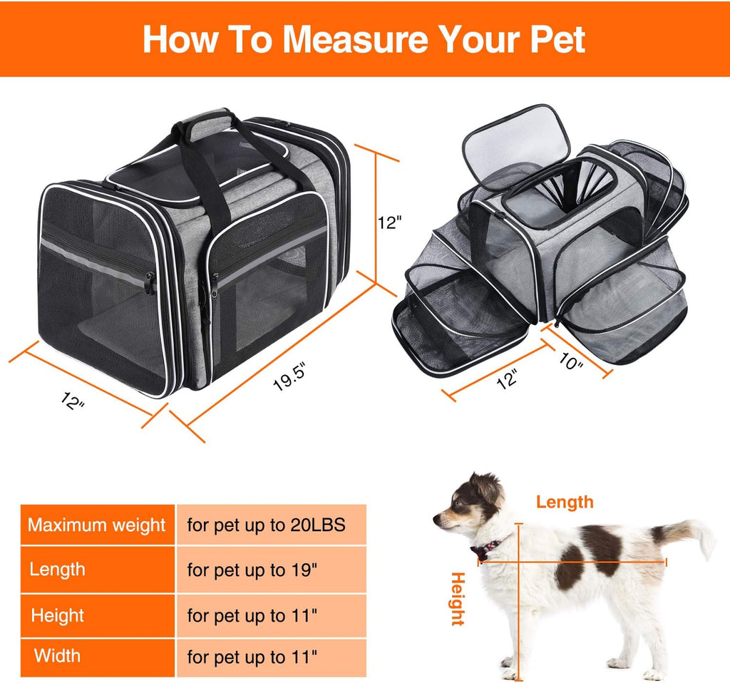 Soft Sided Expandable Pet Carrier with Washable Pads and Pockets G373732