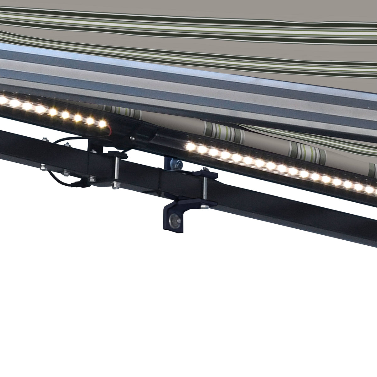 10 x 8 Feet Multi-Striped Green Motorized Retractable Patio Awning N631033