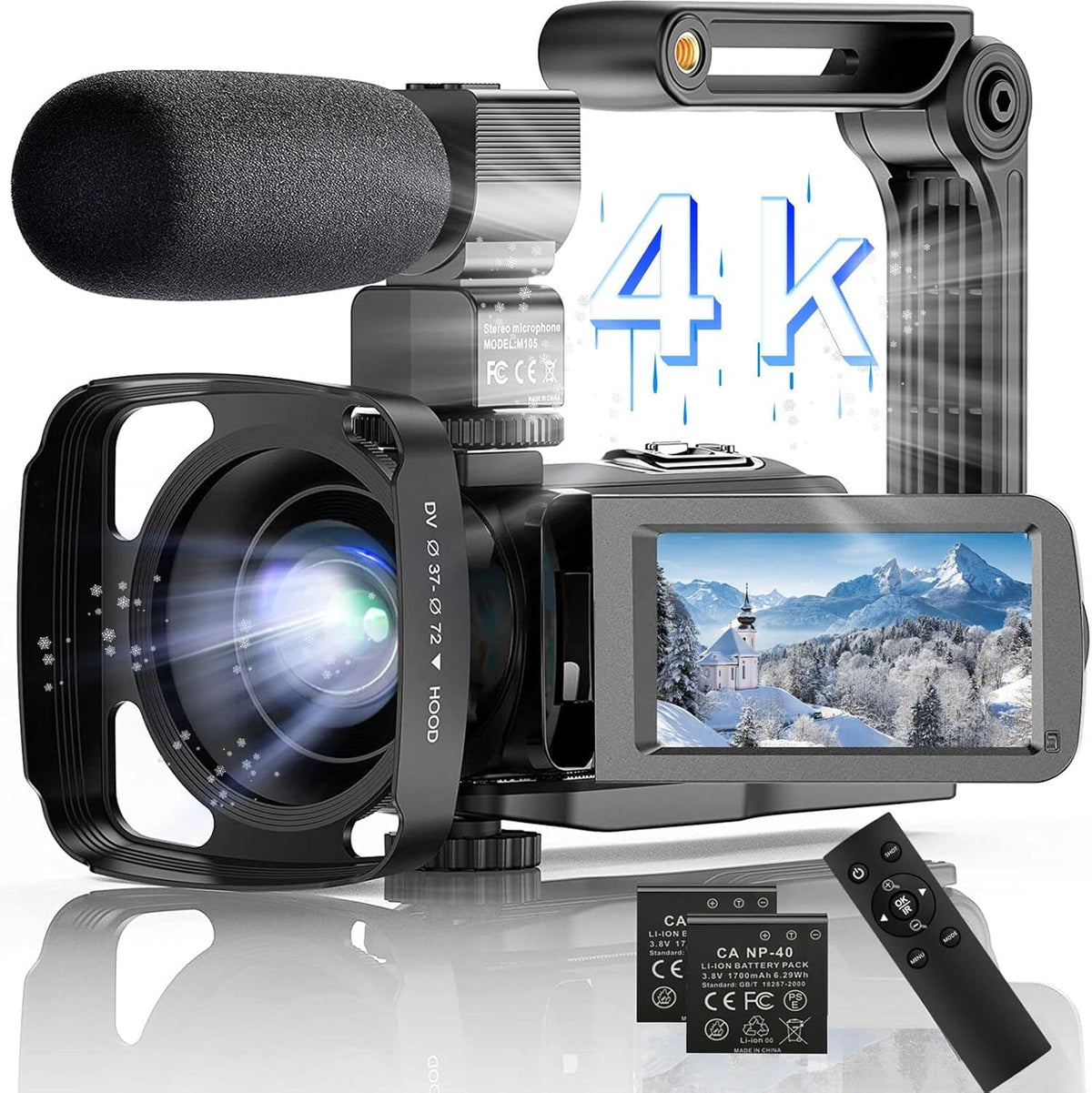 4K Video Camera Camcorder 48.0MP 60FPS with External Microphone L416749