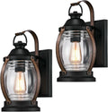 Barnwood Finish Clear Glass Outdoor Wall Fixture 2 Pack P588249