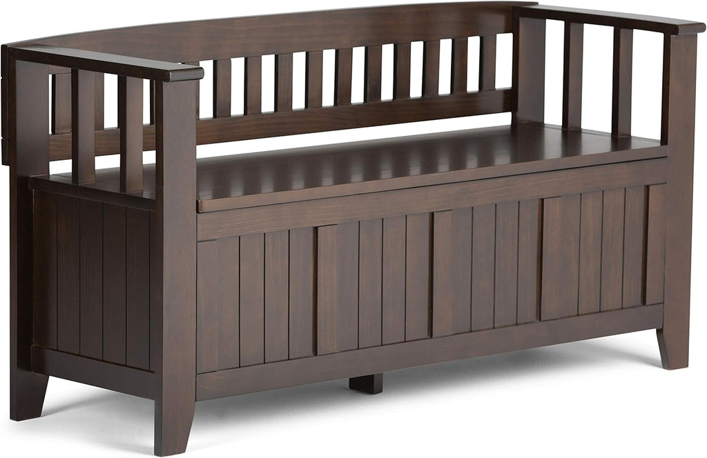 White Solid Wood 48 inch Storage Bench Q754969