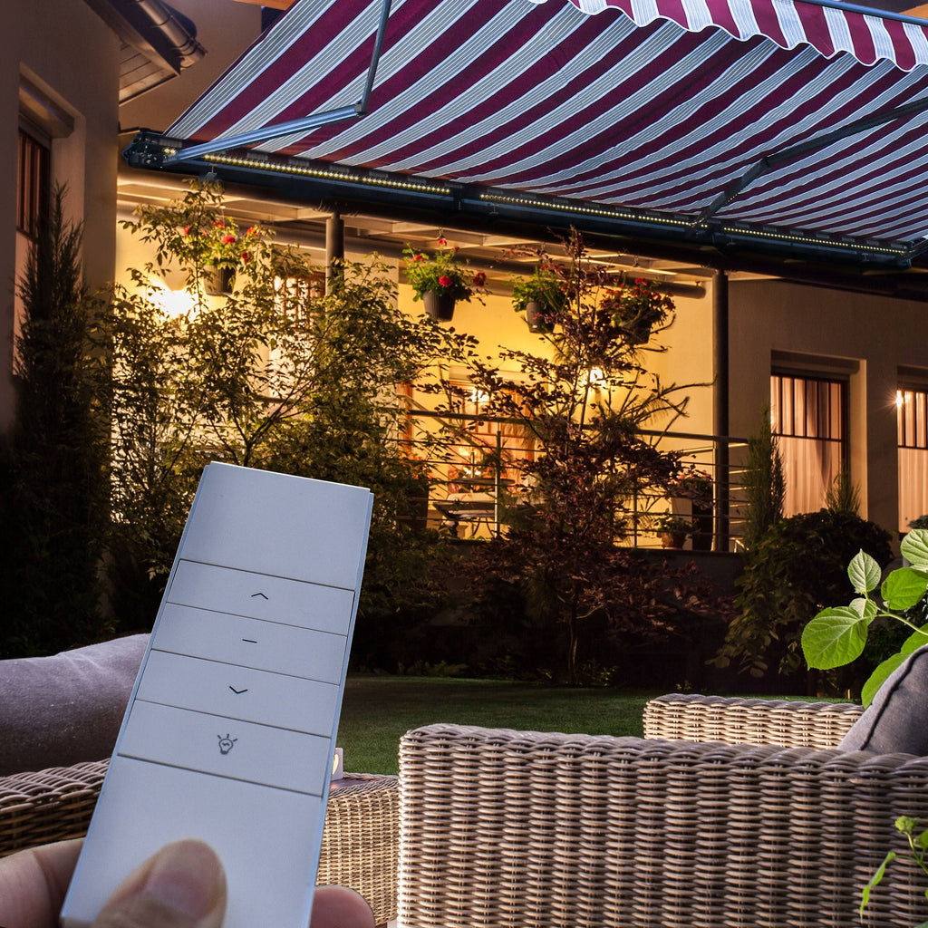 10 x 8 Feet Multi-Striped Green Motorized Retractable Patio Awning N631033