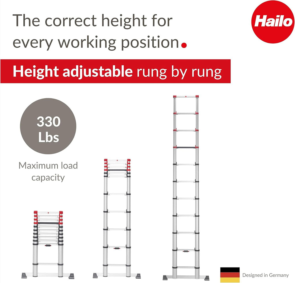 Aluminum Telescopic Safety Ladder 11 Rungs Height Adjustable G438595