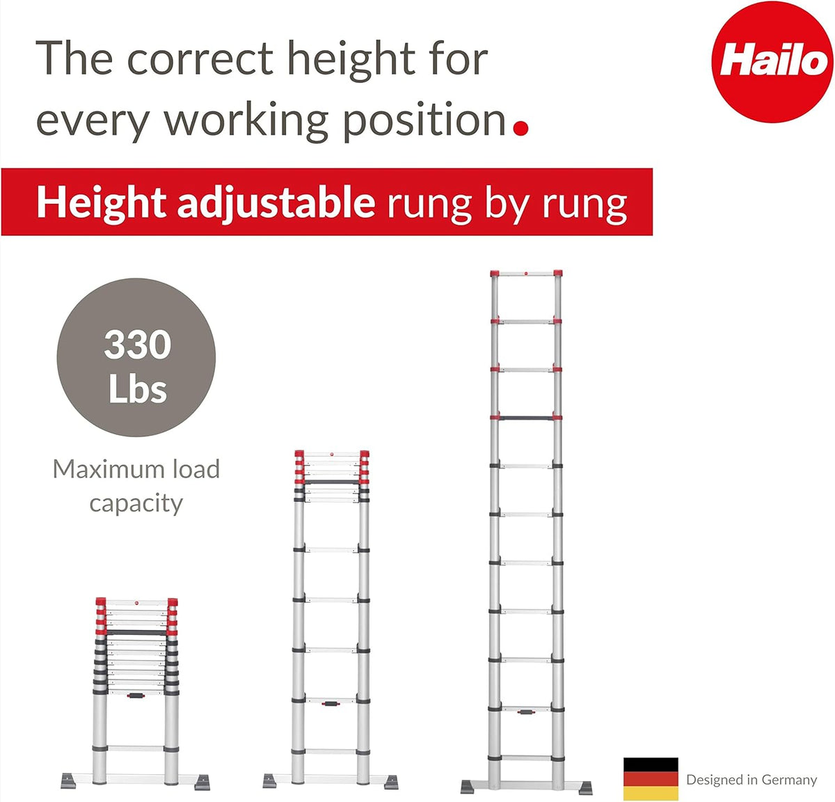 Aluminum Telescopic Safety Ladder 11 Rungs Height Adjustable G438595