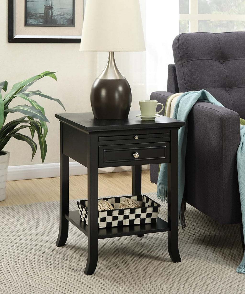 Black End Table with Drawer and Slide O5411