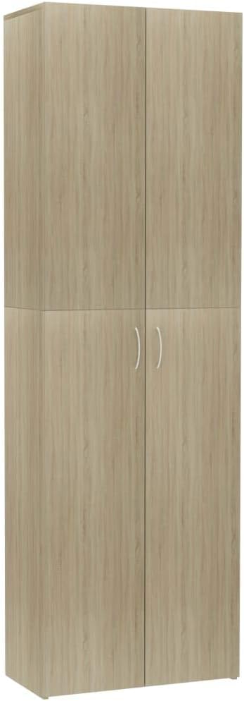 White and Sonoma Oak Storage Cabinet with Doors and Shelves P89824