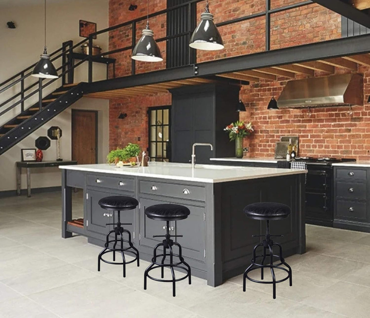 Adjustable Swivel Metal Bar Stool Set of 2 F617