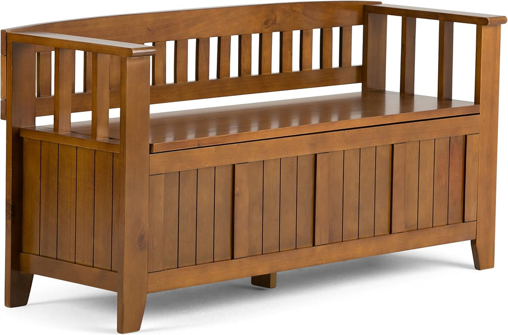 White Solid Wood 48 inch Storage Bench Q754969