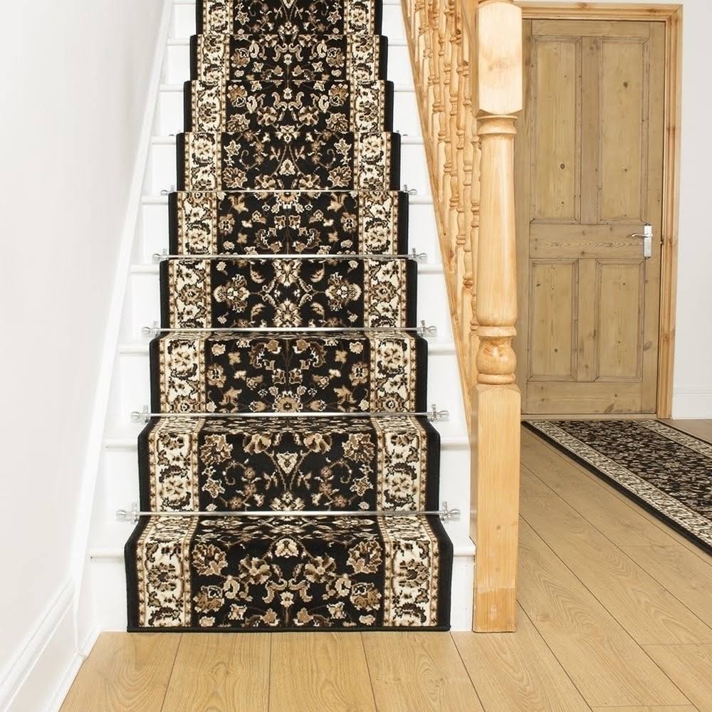 Persian Black Stair Carpet Runner N5052