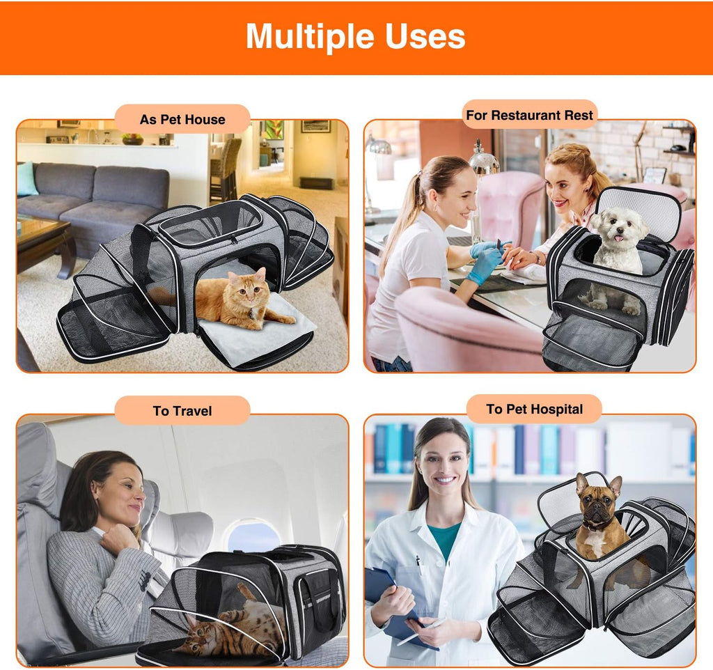 Soft Sided Expandable Pet Carrier with Washable Pads and Pockets G373732