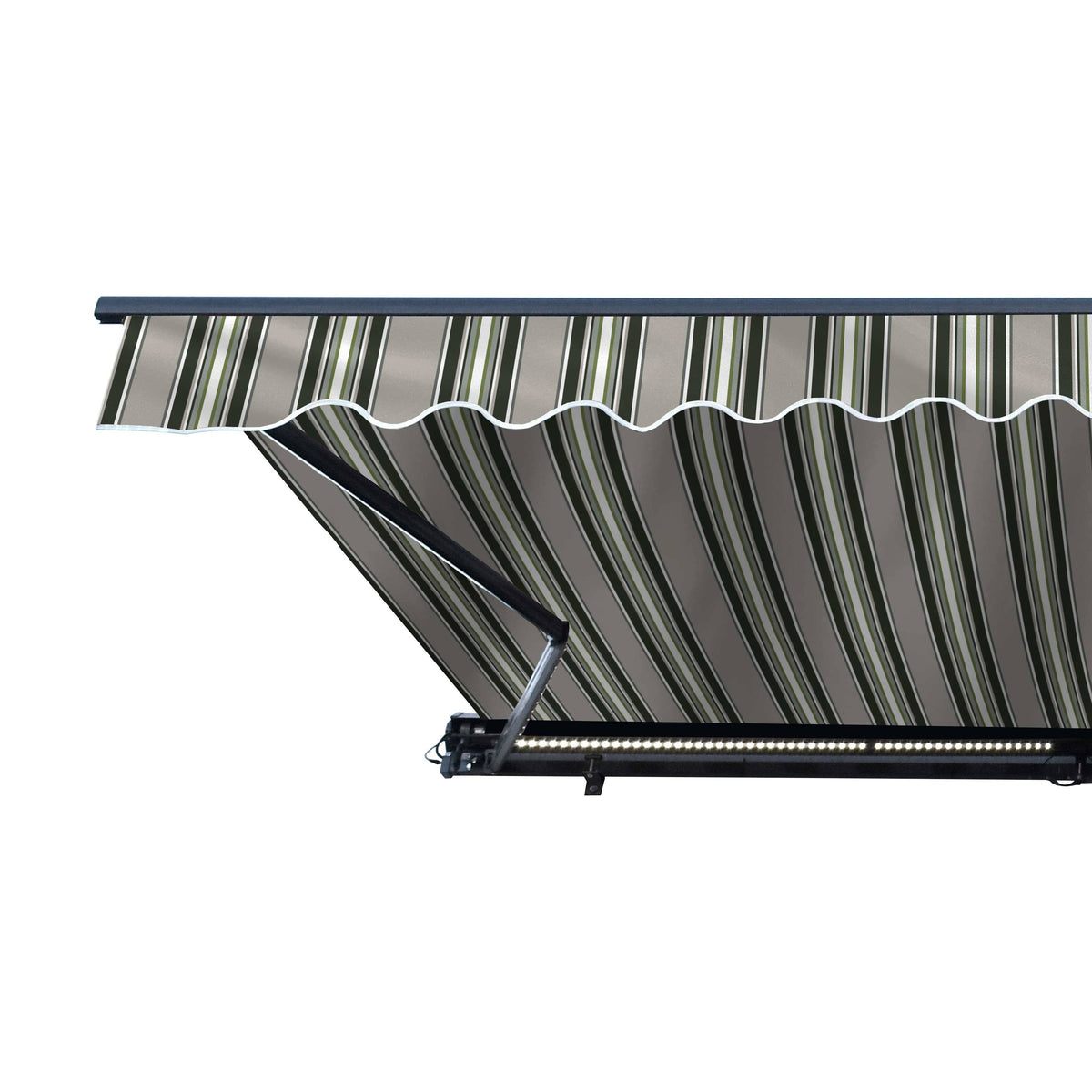 10 x 8 Feet Multi-Striped Green Motorized Retractable Patio Awning N631033