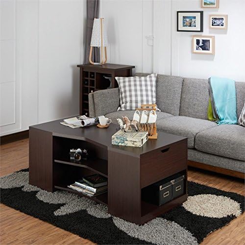 Modern Wood Multi Shelf Coffee Table in Walnut S1754