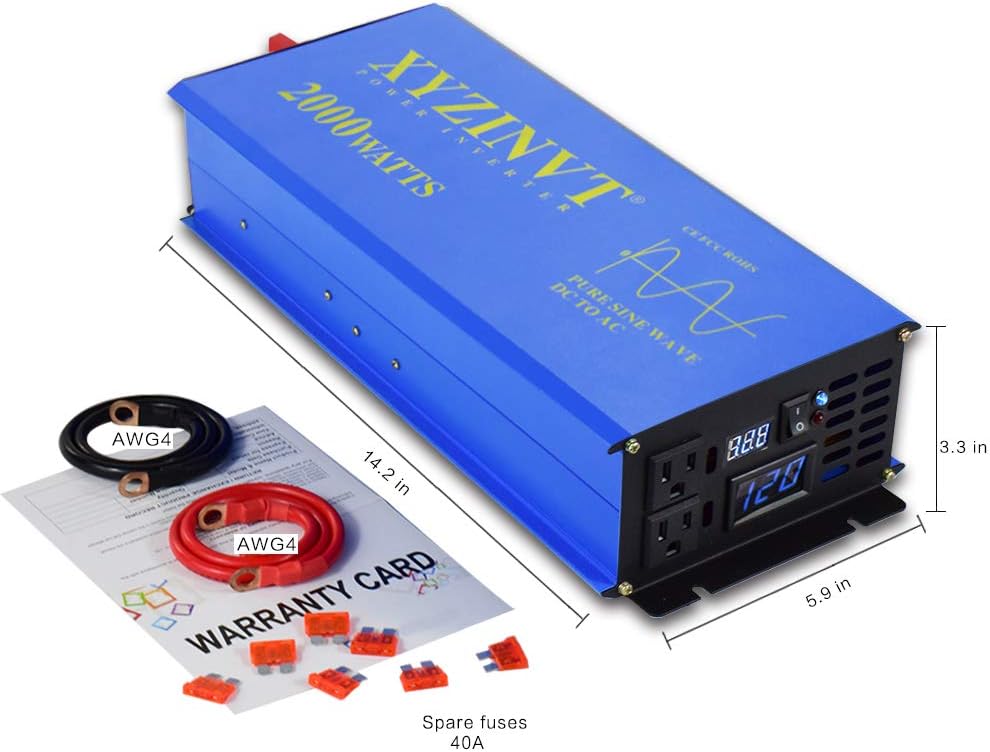 3000 watt Pure Sine Wave Power Inverter dc 24v to ac 120v with LED Display and Wireless Remote Controller Z839