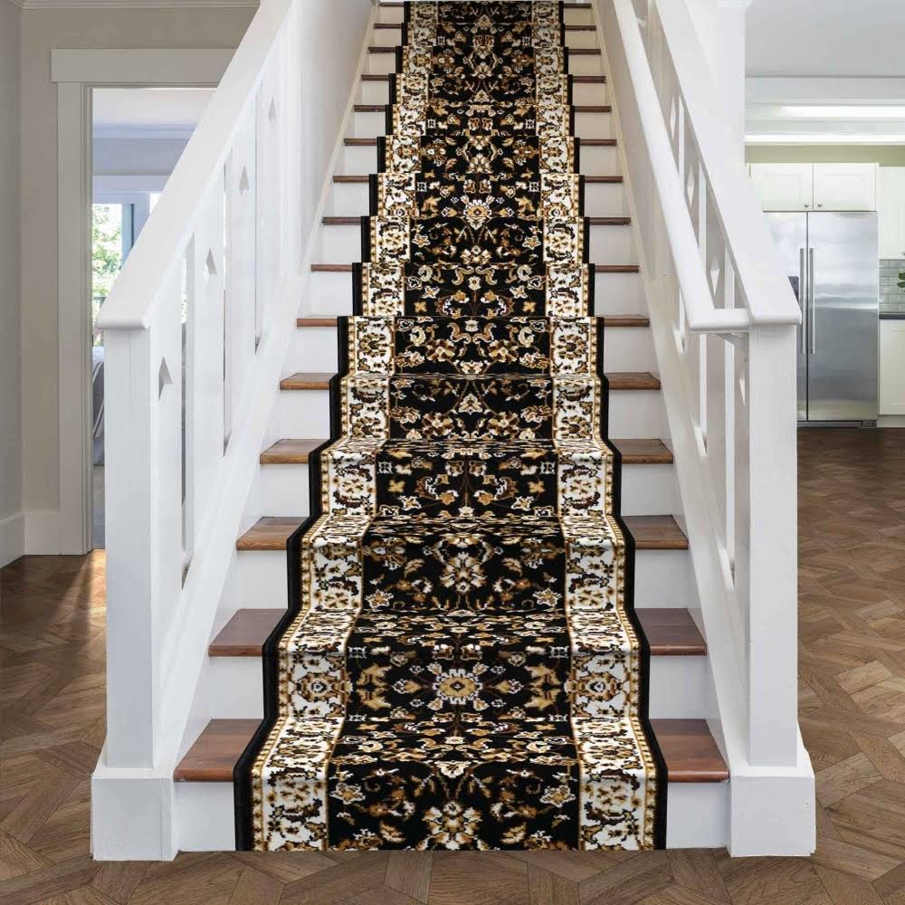 Persian Black Stair Carpet Runner N5052
