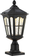 Solar Lamp Post Light with 3-Inch Pier Mount Base, Die Cast Aluminum, 20.5''H, Matte Black Q7999