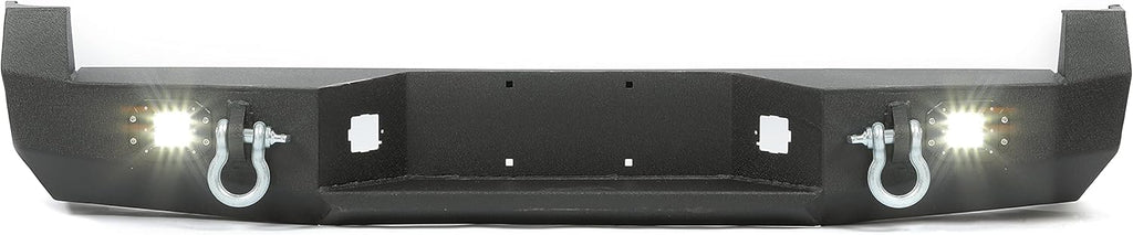 Rear Bumper with License Plate D-Rings Lights Powder Coated Steel A7292