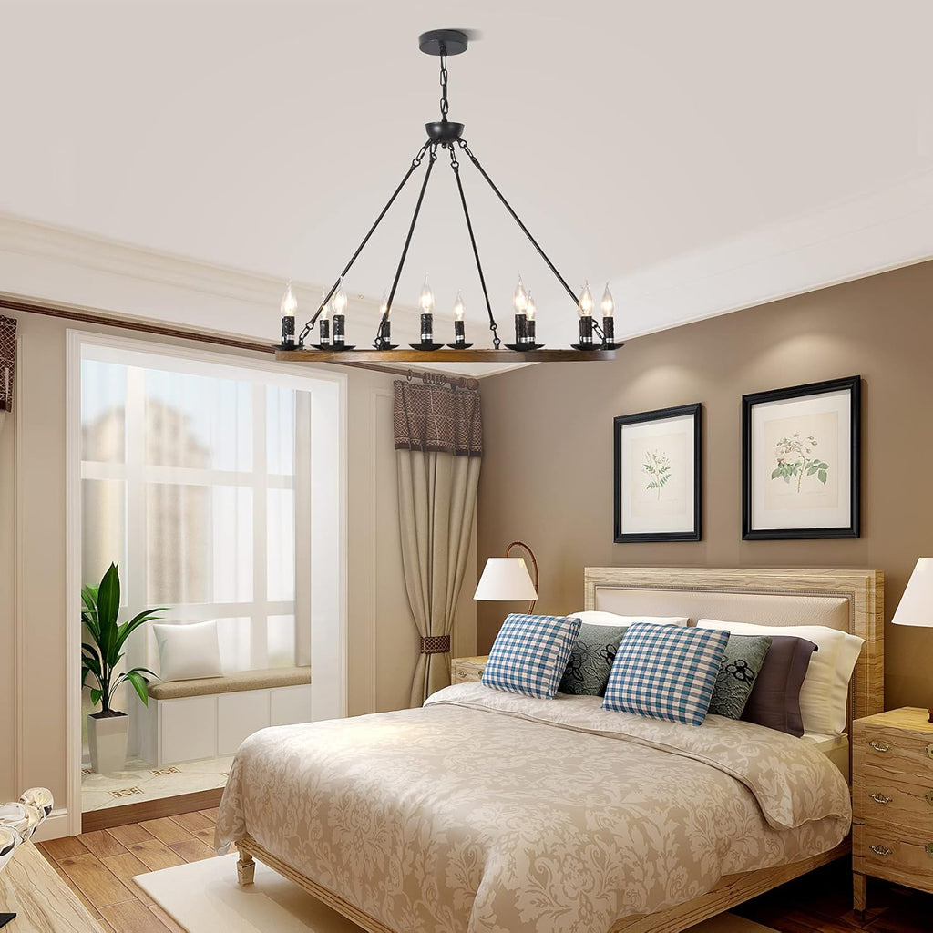 12-Lights Wagon Wheel Chandelier A633588