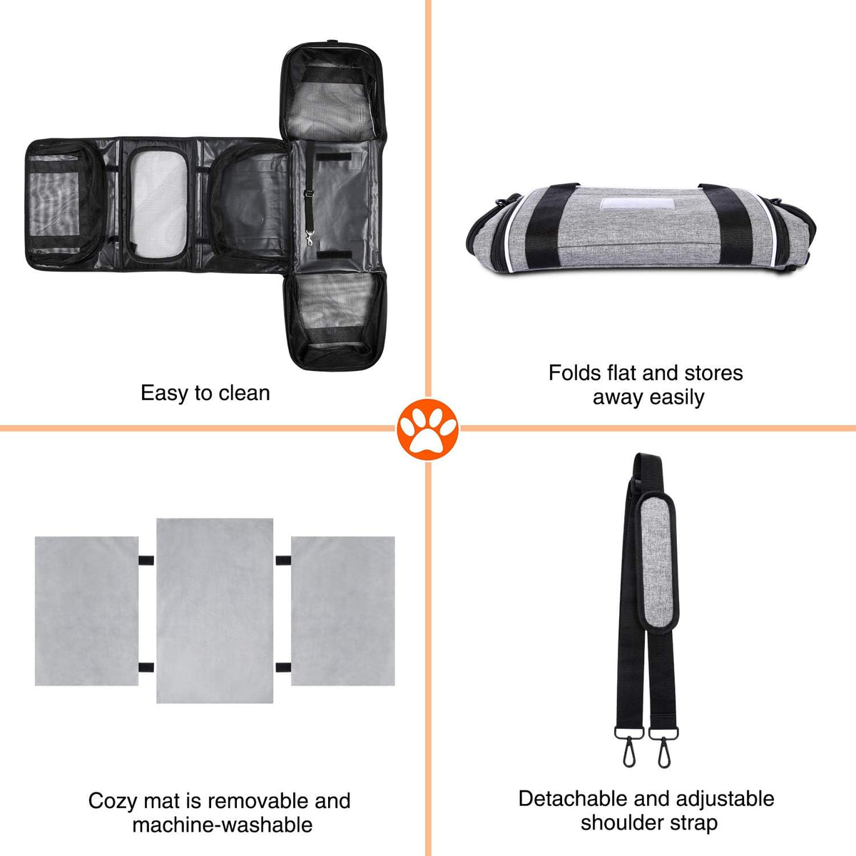 Soft Sided Expandable Pet Carrier with Washable Pads and Pockets G373732