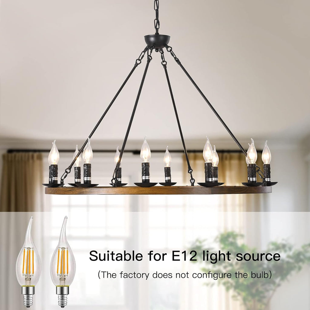 12-Lights Wagon Wheel Chandelier A633588