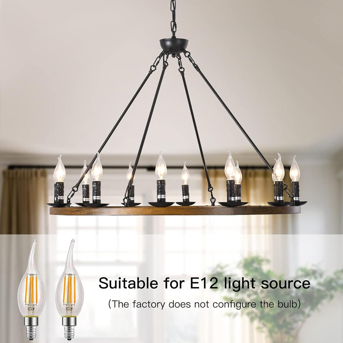 12-Lights Wagon Wheel Chandelier A633588