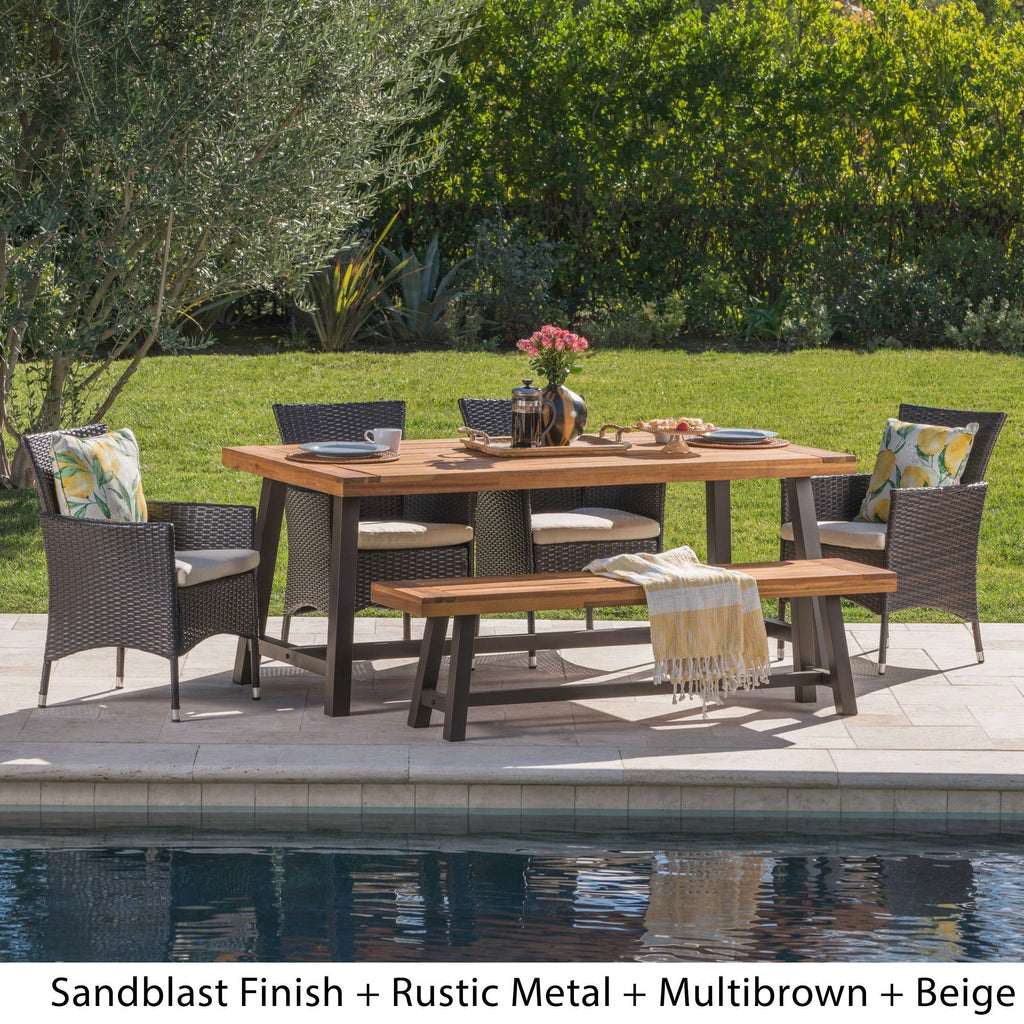 6 Piece Acacia Wood Dining Set K38775