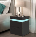White LED Nightstand with 2 Drawers B687