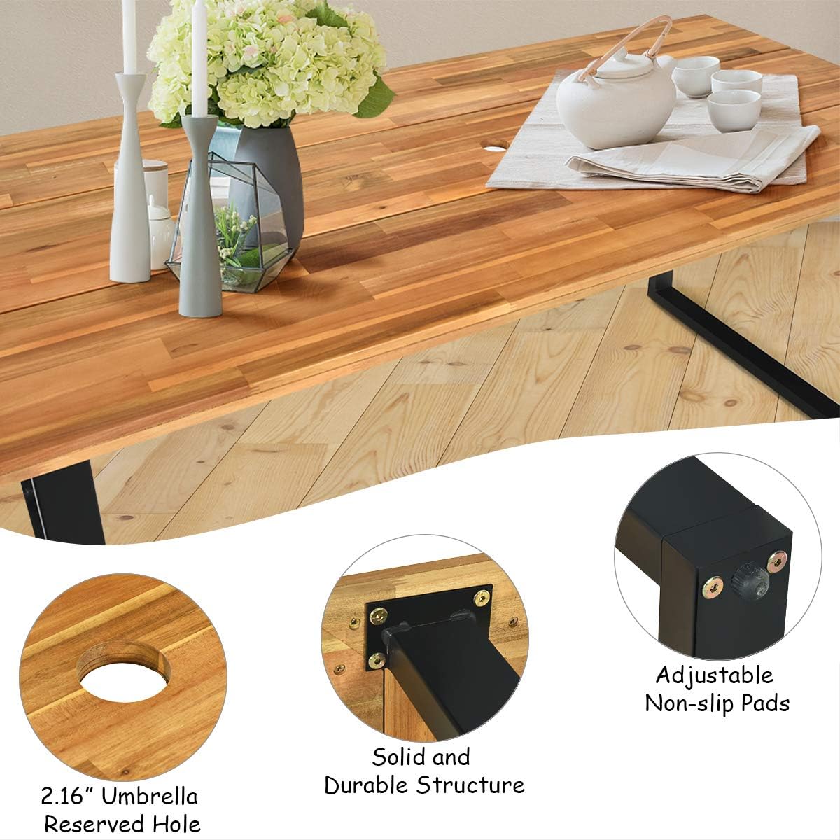 7 Pc Acacia Wood Outdoor Dining Set G38221
