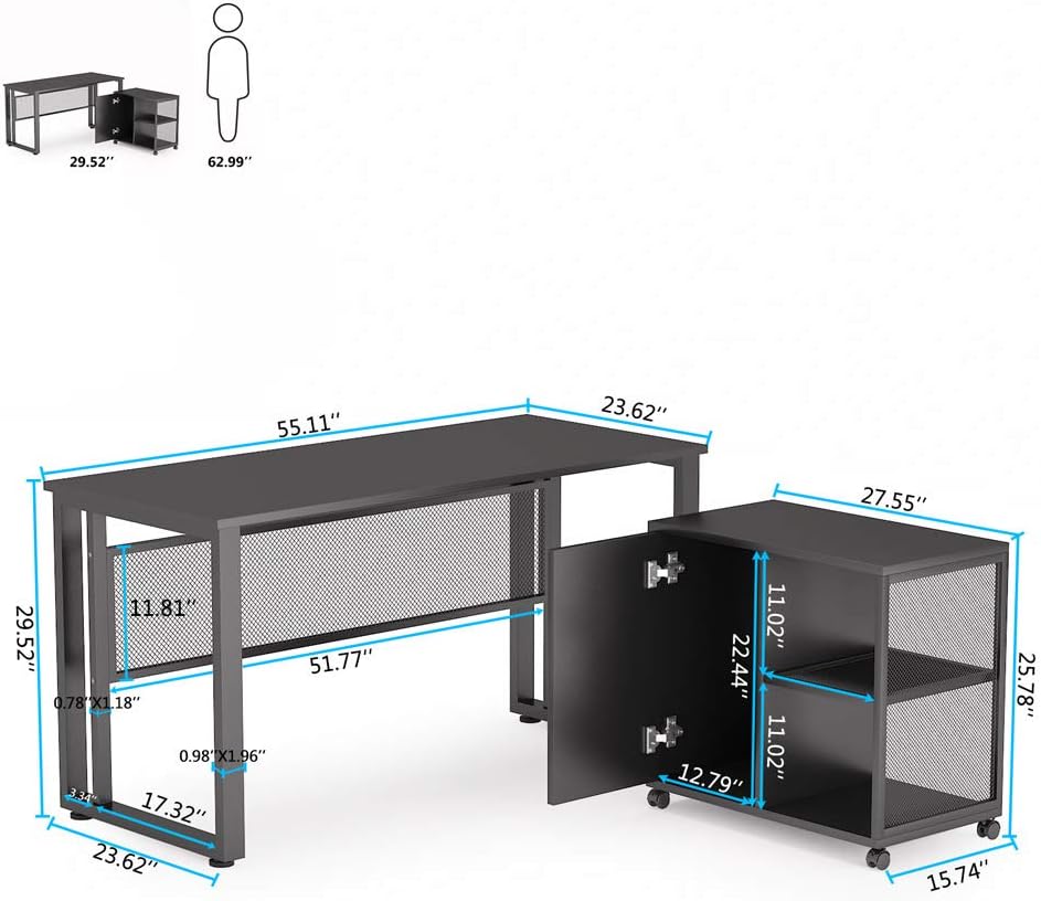 L-Shaped Computer Desk with File Cabinet L132991