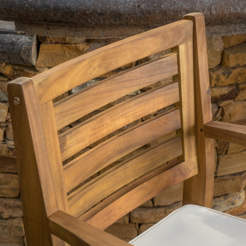 Acacia Wood Outdoor Barstools, 4-Pcs Set Q3899