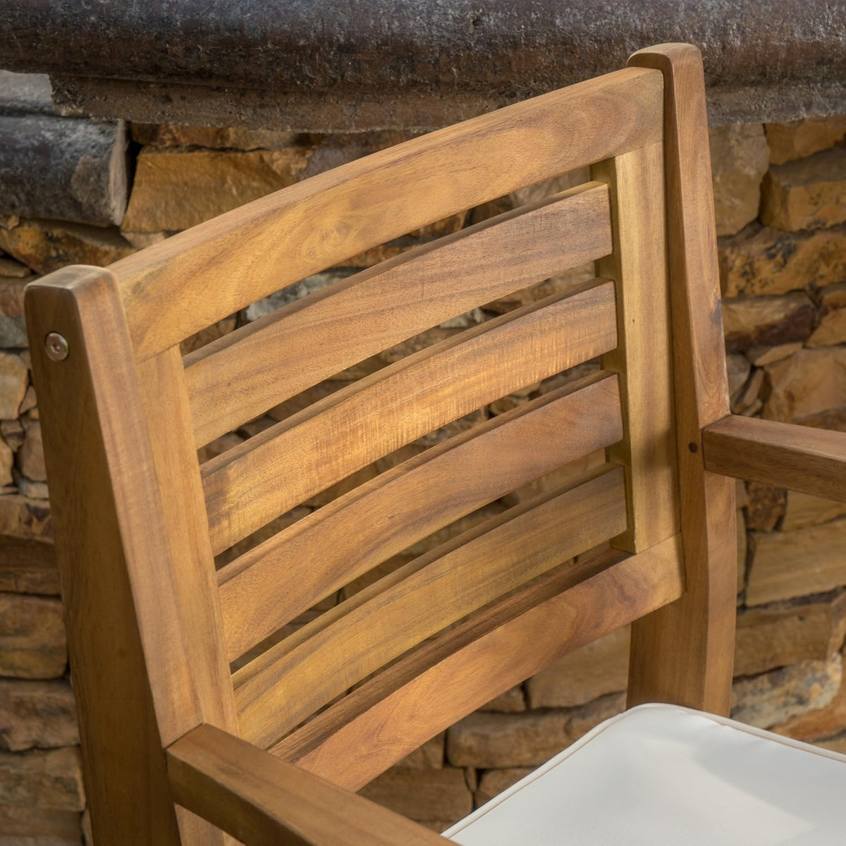 Acacia Wood Outdoor Barstools, 4-Pcs Set Q3899