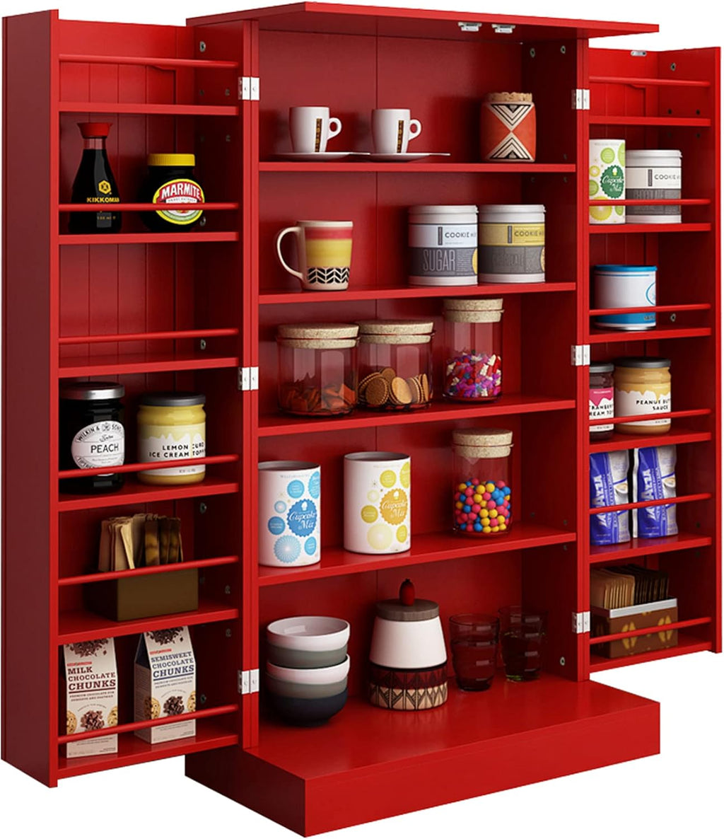 41'' White Kitchen Pantry Cabinet with 6 Shelves K327