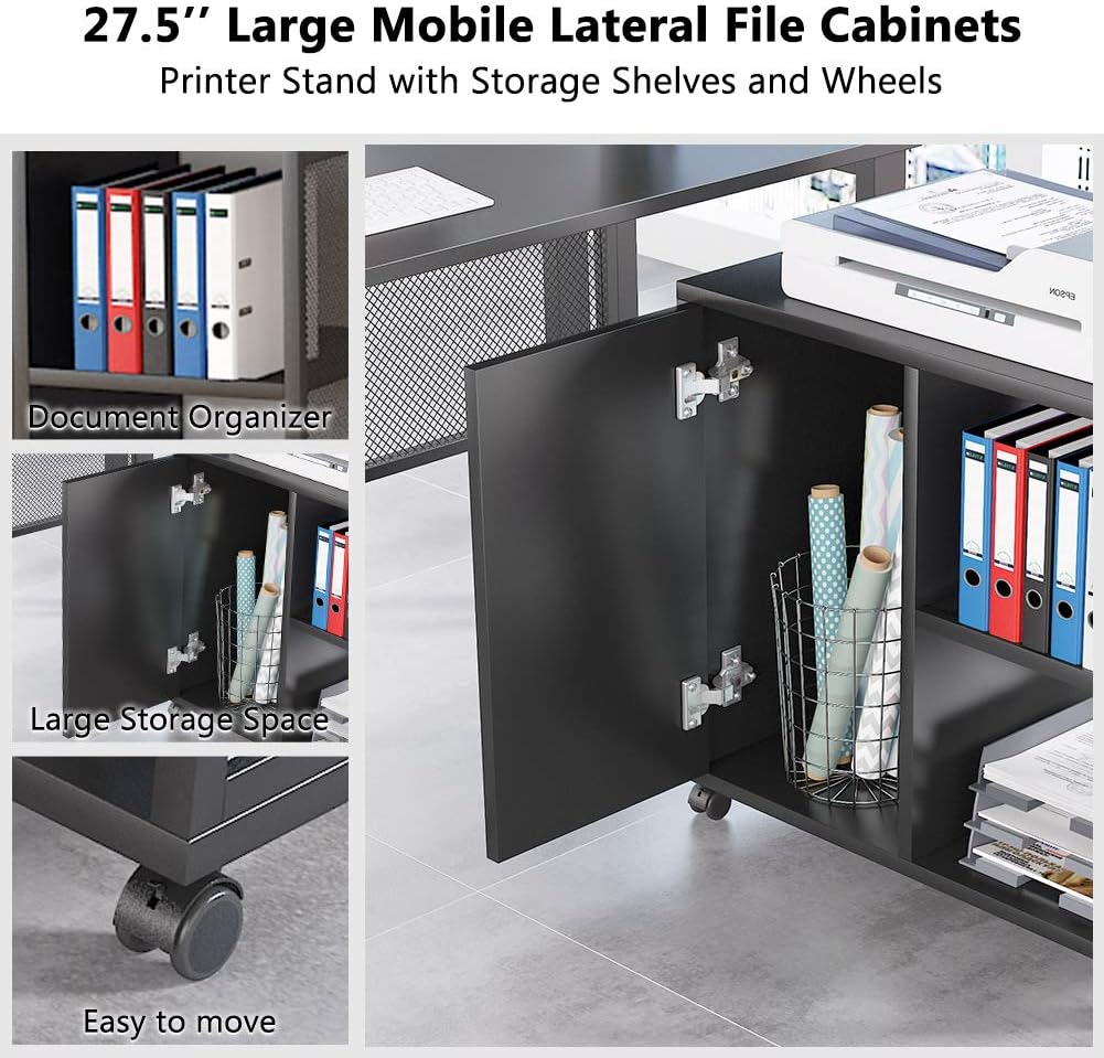 L-Shaped Computer Desk with File Cabinet L132991
