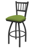 Swivel Counter Stool with Pewter Finish and Kiwi Green Seat B3618