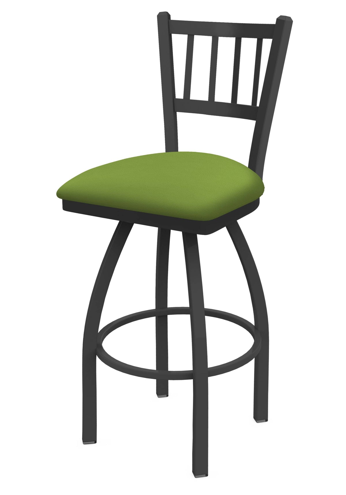 Swivel Counter Stool with Pewter Finish and Kiwi Green Seat B3618
