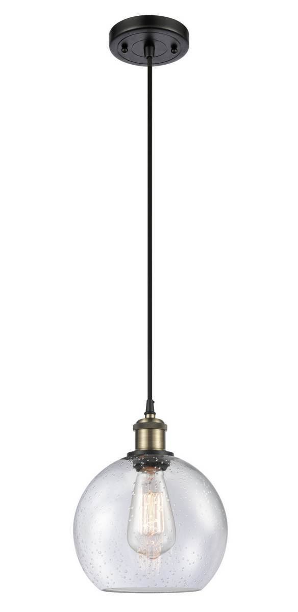 1 Light 8 inch Mini Pendant in Black Antique Brass E9300