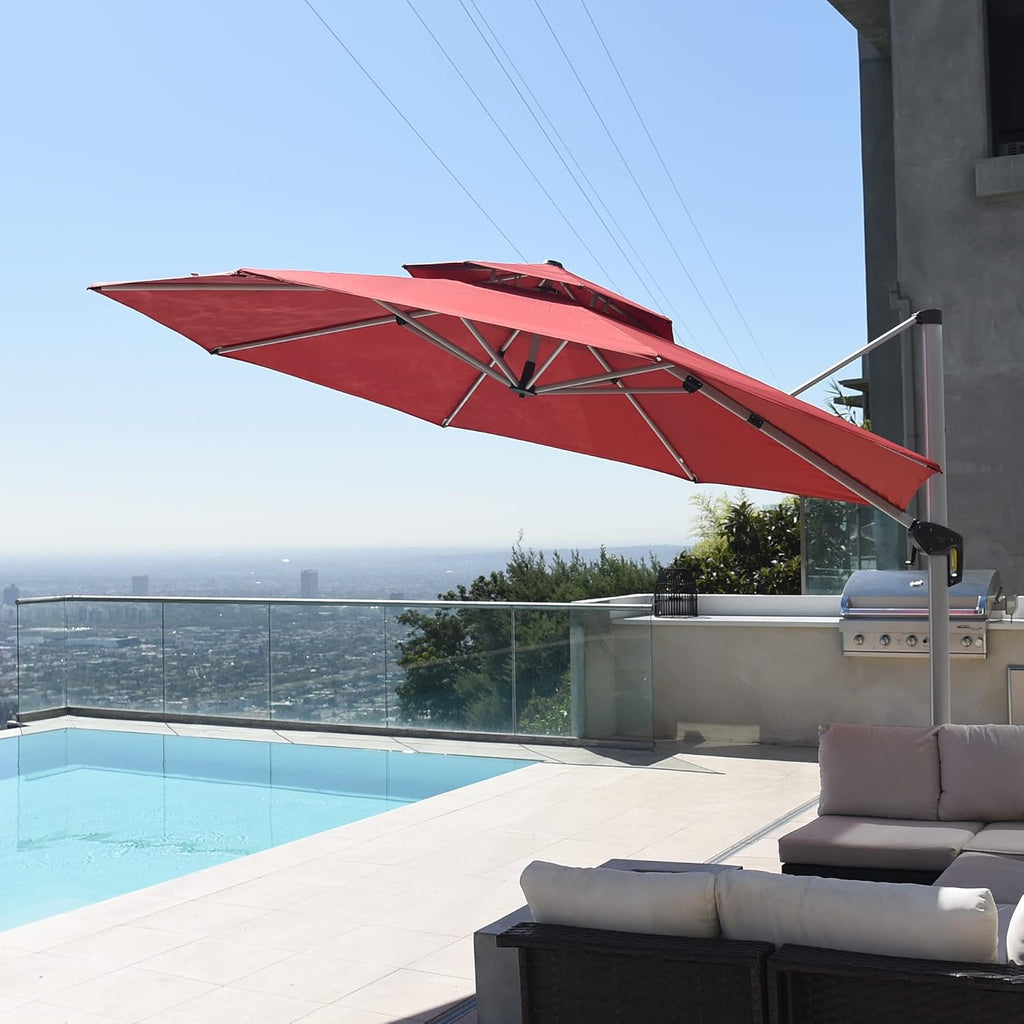 10 Feet Outdoor Round Cantilever Umbrella Y72718