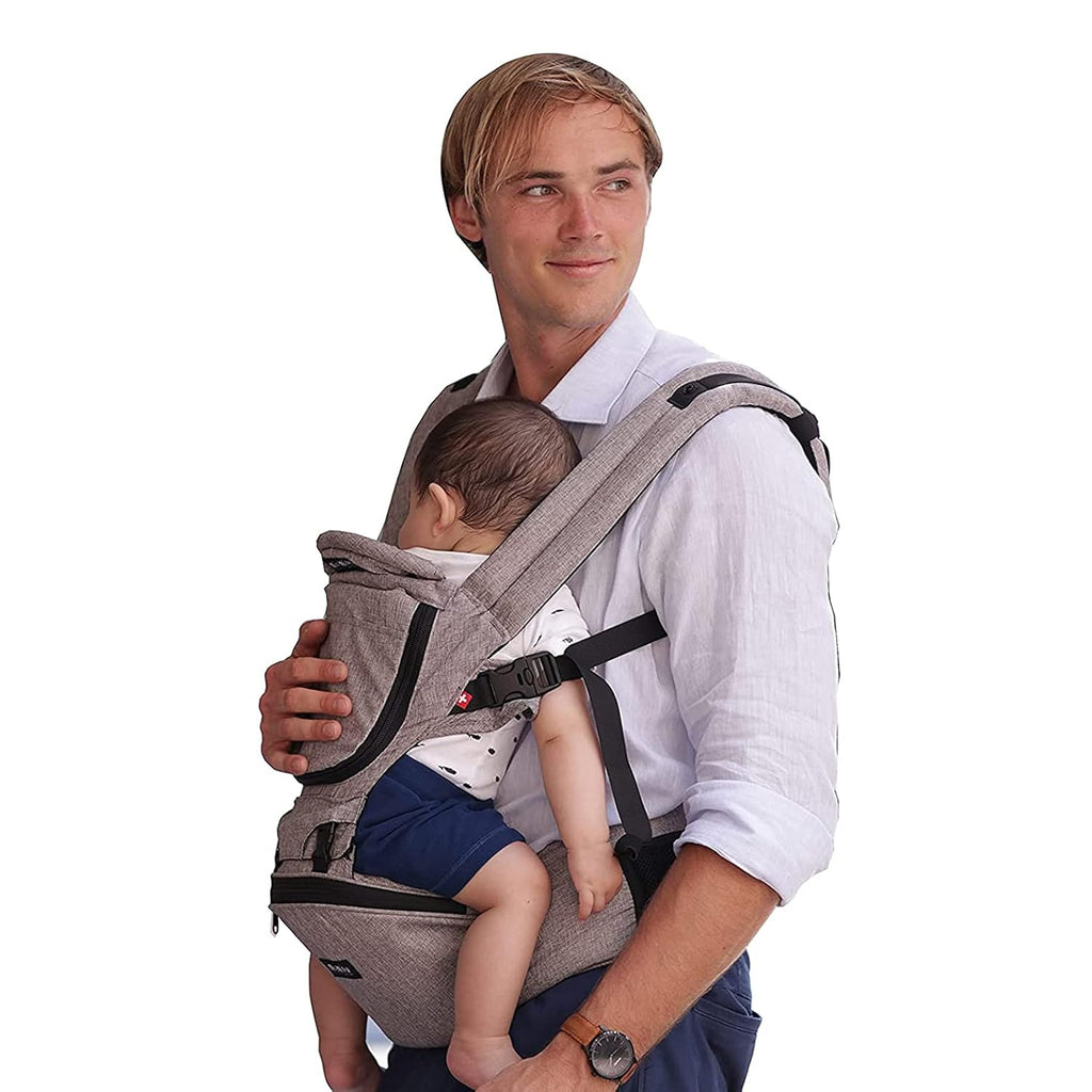 Baby Carrier with Hip Seat, Ergonomic 6 in 1 Front and Back, Stone Grey Q9367