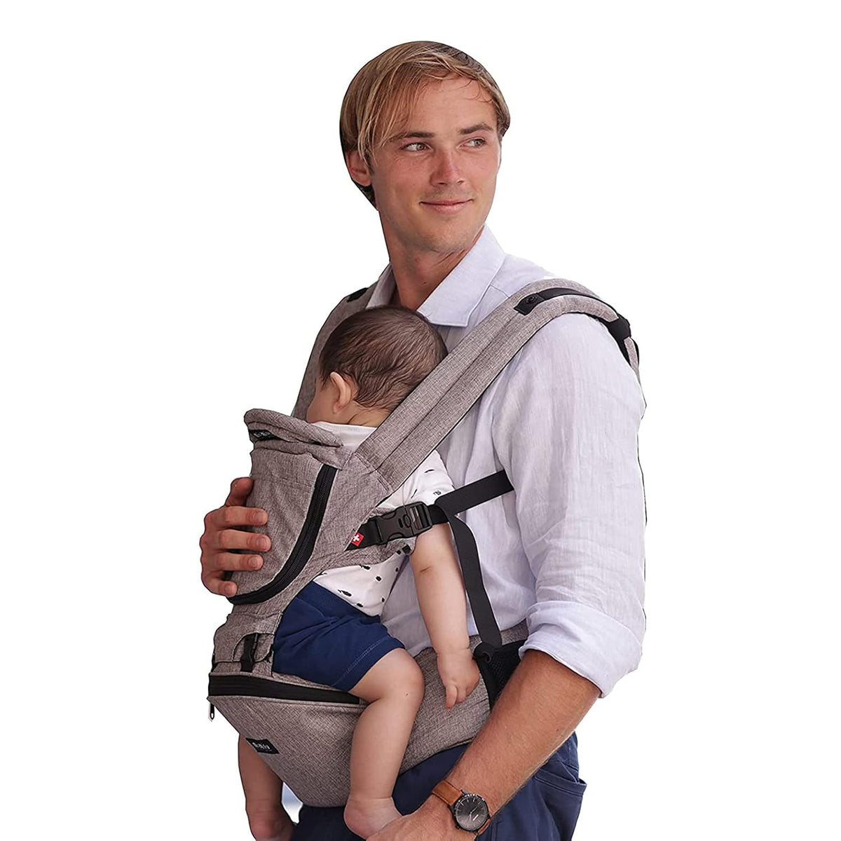 Baby Carrier with Hip Seat, Ergonomic 6 in 1 Front and Back, Stone Grey Q9367