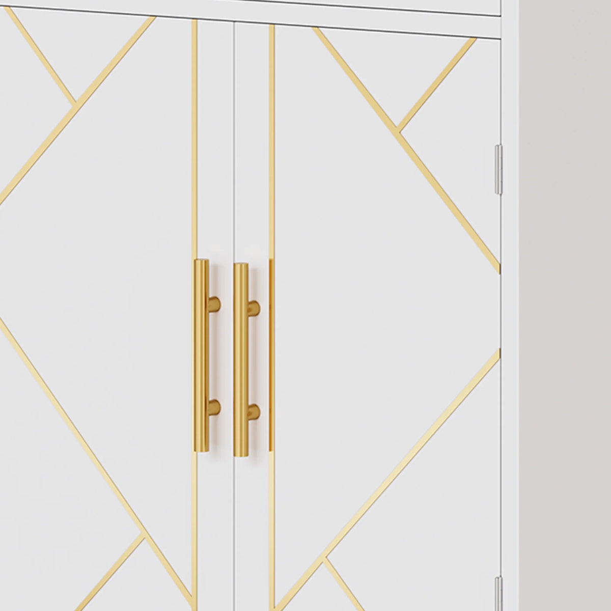 White 4 Door Freestanding Kitchen Pantry Storage Cabinet with Drawer and Adjustable Shelf C721231